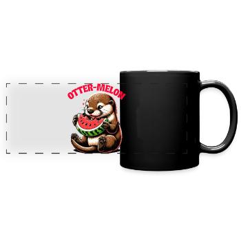 Otter Pun Funny Animal Humor Sarcasm - Full Colour Panoramic Mug - black - Front