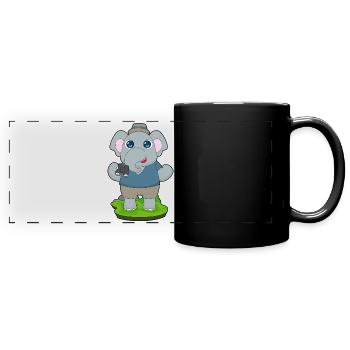 Elefant Fernglas - Panorama-Tasse farbig - Schwarz - Vorne
