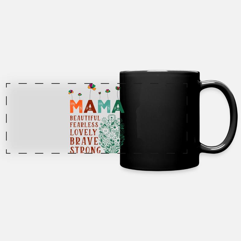 Maman - Belle, Intrépide, Charmante, Courageuse, Forte - Mug panoramique uni - noir