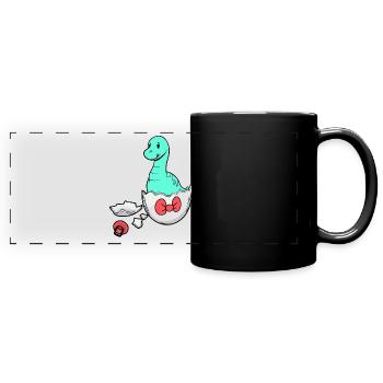 Dino Baby Birth Pregnancy Eggshell - Full Colour Panoramic Mug - black - Front