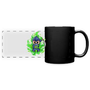 Motif Ninja Vert Feu - Mug panoramique uni - noir - Devant