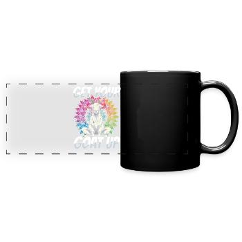 Ziegen-yoga-meditation, Yoga-kurs, Yoga - Panorama-Tasse farbig - Schwarz - Vorne