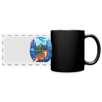 Fox Foxes Forest - Full Colour Panoramic Mug - black - Front