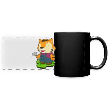 Tiger Bergarbeiter Spitzhacke Bergbau - Panorama-Tasse farbig - Schwarz - Vorne