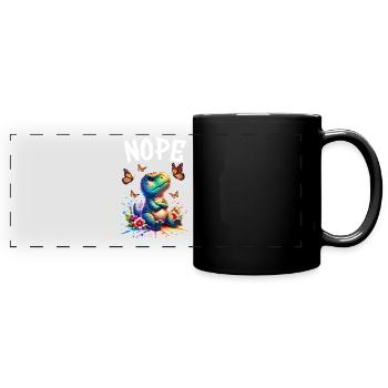 Dinosaur Saying Nope for Boys and Girls - Full Colour Panoramic Mug - black - Front