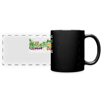 Forêt alimentaire de permaculture biologique - Mug panoramique uni - noir - Devant