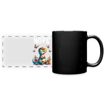 Dinosaur Saying Nope for Boys and Girls - Full Colour Panoramic Mug - black - Front