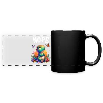 Dinosaur Saying Nope for Boys and Girls - Full Colour Panoramic Mug - black - Front