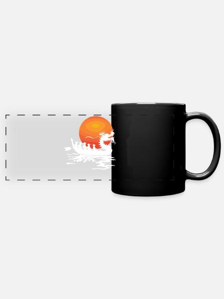 Lustiges Drachenboot-paddel - Panorama-Tasse farbig - Schwarz