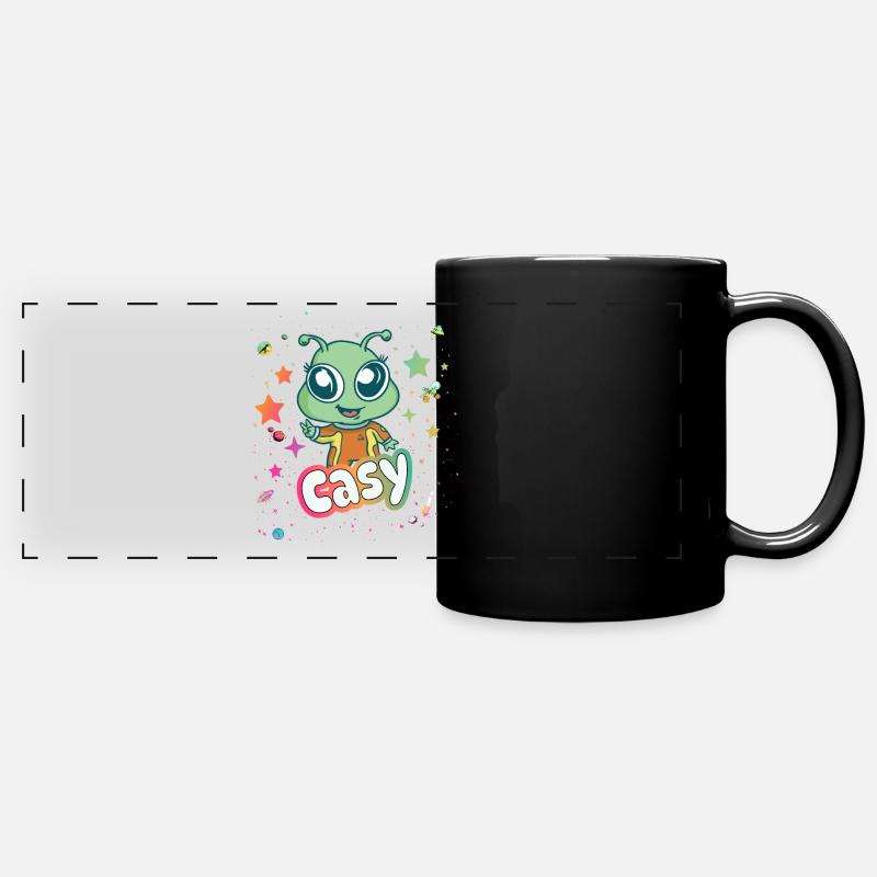 CASY - Beau nom de fille avec extraterrestre mignon - Mug panoramique uni - noir
