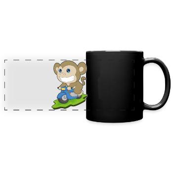 Affe Motorroller - Panorama-Tasse farbig - Schwarz - Vorne