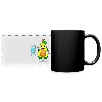 Avocado Angler Fisch Angeln - Panorama-Tasse farbig - Schwarz - Vorne