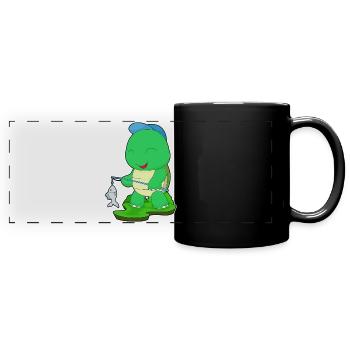 Schildkröte Angler Fisch Angeln - Panorama-Tasse farbig - Schwarz - Vorne