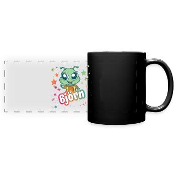 BJÖRN - Beautiful boy name with cute alien - Full Colour Panoramic Mug - black - Front