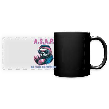 ASAP As Slow As Possible Funny Sloth - Full Colour Panoramic Mug - black - Front