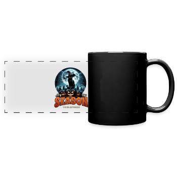 Chat effrayé, pas de friandises, juste des tours d’Halloween - Mug panoramique uni - noir - Devant