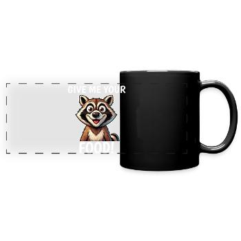 Give Me Your Food Cute Hungry Raccoon - Full Colour Panoramic Mug - black - Front