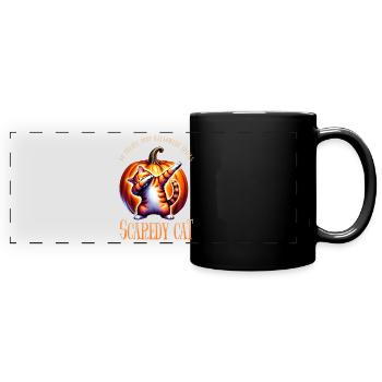Joyeux Halloween, chat effrayé - Mug panoramique uni - noir - Devant