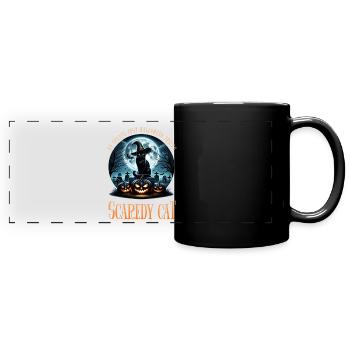 Joyeux Halloween, chat effrayé - Mug panoramique uni - noir - Devant