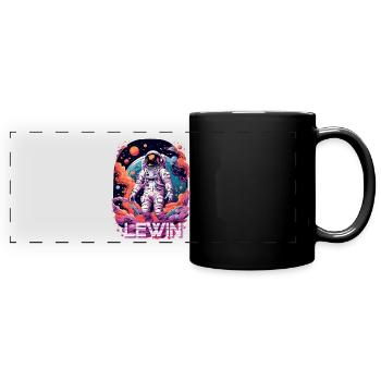 LEWIN - Beau prénom de garçon avec astronaute cool - Mug panoramique uni - noir - Devant