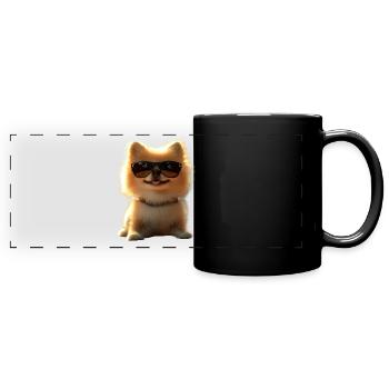 Zwergspitz Pommeraner Pom Süßer Deutscher Spitz - Panorama-Tasse farbig - Schwarz - Vorne