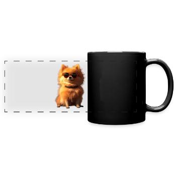 Zwergspitz Pommeraner Pom Süßer Deutscher Spitz - Panorama-Tasse farbig - Schwarz - Vorne