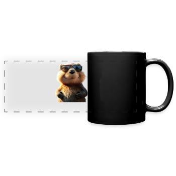 Biber Motiv Biberflüsterer Nagetiere Süßer Biber - Panorama-Tasse farbig - Schwarz - Vorne