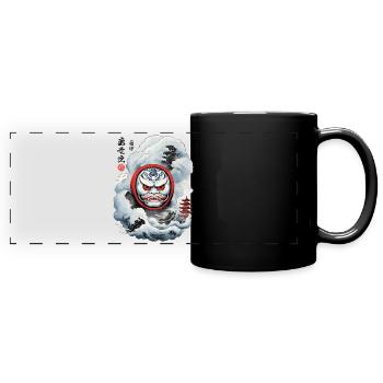 Japanese Daruma Aesthetic Yokai Streetwear - Full Colour Panoramic Mug - black - Front
