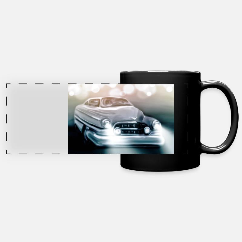 Amerikanischer Oldtimer Auto - Panorama-Tasse farbig - Schwarz