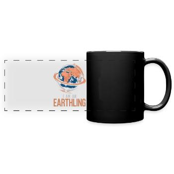 Je suis un terrien / Humain fier / Terre , Monde - Mug panoramique uni - noir - Devant