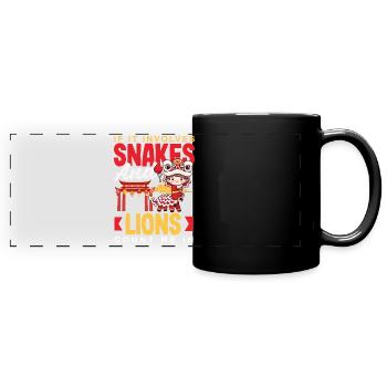 Chinese New Year Moon Lion Dance - Full Colour Panoramic Mug - black - Front