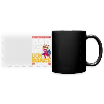 Chinese New Year Moon Lion Dance - Full Colour Panoramic Mug - black - Front