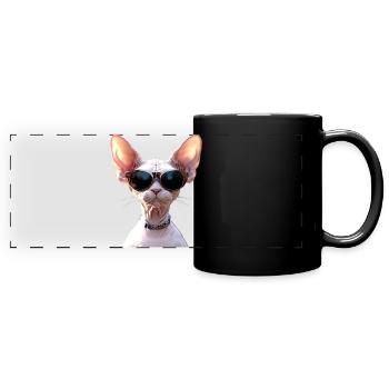Sphynx Katze Sphynxkatze Canadian Cat Süße Sphinx - Panorama-Tasse farbig - Schwarz - Vorne