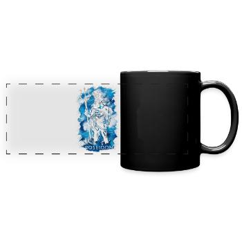 Poseidon Dreizack - Panorama-Tasse farbig - Schwarz - Vorne