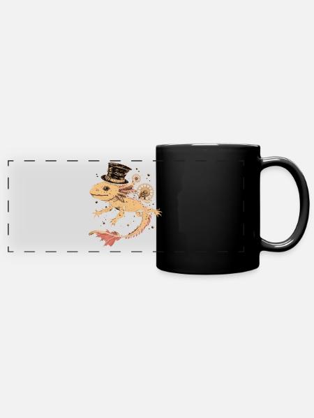 Steampunk Axolotl - Panorama-Tasse farbig - Schwarz