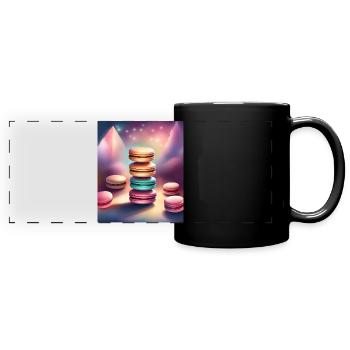 Funny and colorful macarons - Full Colour Panoramic Mug - black - Front