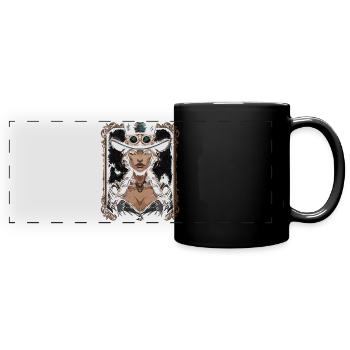 Schöne Frauen Steampunk Liebhaber - Panorama-Tasse farbig - Schwarz - Vorne