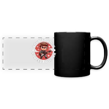 BORN TO ROCK FORCED TO WORK - Full Colour Panoramic Mug - black - Front