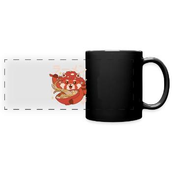 Kawaii Red Panda Ramen - Full Colour Panoramic Mug - black - Front