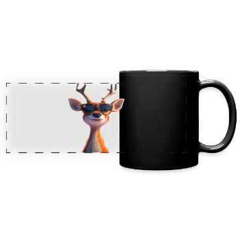 Hirsch Geweih Jagd Reh Rentier Rothirsch Jäger - Panorama-Tasse farbig - Schwarz - Vorne