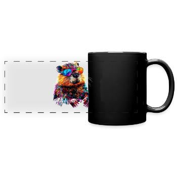 Biber Motiv Biberflüsterer Nagetiere Süßer Biber - Panorama-Tasse farbig - Schwarz - Vorne