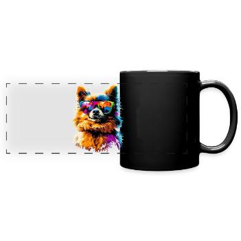 Zwergspitz Pommeraner Pom Süßer Deutscher Spitz - Panorama-Tasse farbig - Schwarz - Vorne