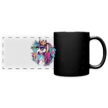 Colorful Refreshing Cocktail Unicorn - Full Colour Panoramic Mug - black - Front