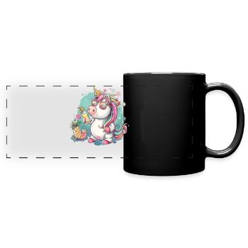 Colorful Refreshing Cocktail Unicorn - Full Colour Panoramic Mug - black - Front