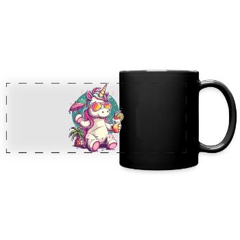 Colorful Refreshing Cocktail Unicorn - Full Colour Panoramic Mug - black - Front