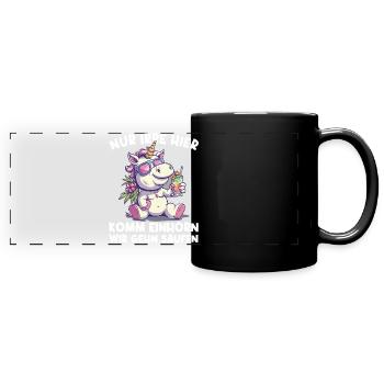 Refreshing Cocktail Unicorn Saying - Full Colour Panoramic Mug - black - Front