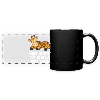 Zähne geputzt Gute Nacht Giraffe Schlafshirt - Panorama-Tasse farbig - Schwarz - Vorne