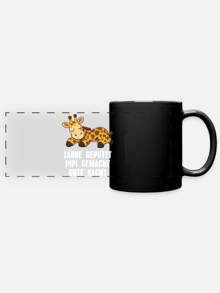 Zähne geputzt Gute Nacht Giraffe Schlafshirt - Panorama-Tasse farbig - Schwarz