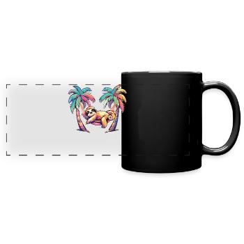 Faultier-hängematte, Strand, Chillige - Panorama-Tasse farbig - Schwarz - Vorne