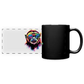 Gibbon Monkey Whitehand Gibbon Monkey Cute Lar Gibbons - Full Colour Panoramic Mug - black - Front